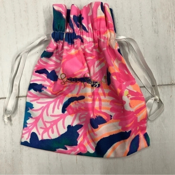 Lilly Pulitzer Drawstring Gift Bag colorful pouch bright summer - Picture 4 of 6